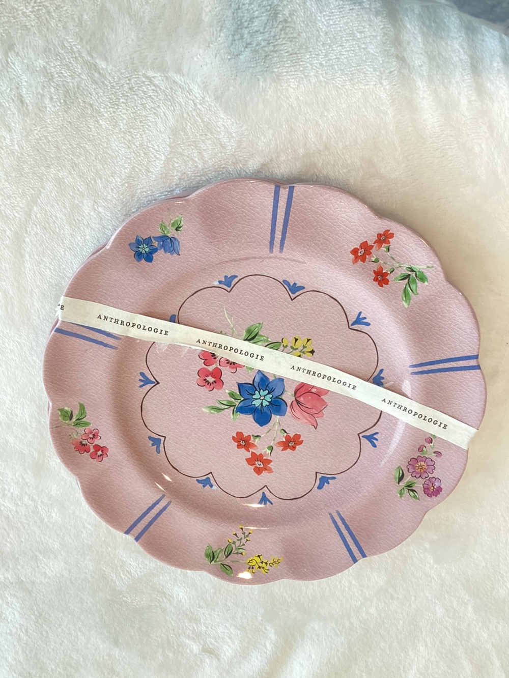 Anthropologie Melamine Dinner Plates Annette Floral New Set of 4 Lilac 12.25” - Picture 4 of 8